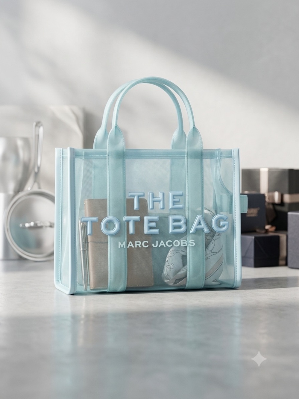 Marc Jacobs Light Blue Transparent 'The Tote Bag' Mini Tote